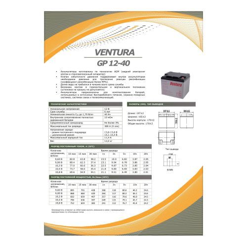 Аккумулятор Ventura GP 12-40