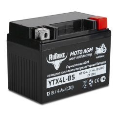 Аккумулятор стартерный для мототехники Rutrike YTX4L-BS (12V/4Ah) (UTX4L-BS, CT 1204, MT 12-4)