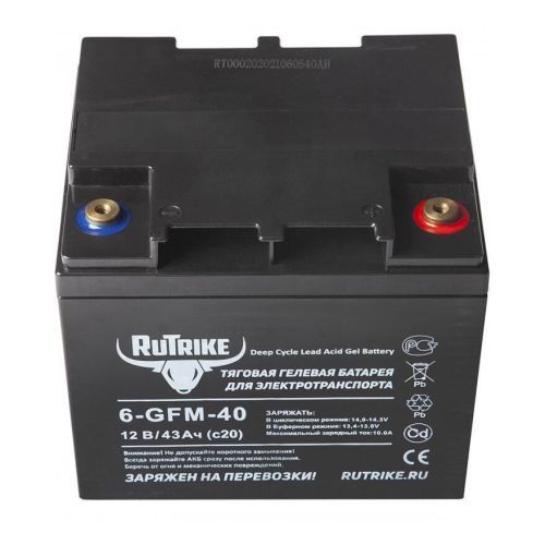 Тяговый гелевый аккумулятор RuTrike 6-GFM-40 (12V43A/H C20)